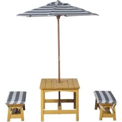 Outsunny Ensemble Salon De Jardin Enfant 4 Pièces Style Pique-nique - 2 Bancs, Table, Parasol - Sapin Lasuré Miel Polyester Gris Blanc Rayé 10 Outsunny Ensemble Salon De Jardin Enfant 4 Pièces Style Pique-nique - 2 Bancs, Table, Parasol - Sapin Lasuré Miel Polyester Gris Blanc Rayé -Outsunny Soldes Magasin 51254784 4