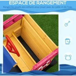Outsunny Bac à Sable Bateau De Pirate En Bois - Voile D'ombrage, Coffre Rangement, Gouvernail - Bois Sapin Pré-huilé - Orange -Outsunny Soldes Magasin 51254787 4