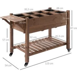 Outsunny Jardinière Sur Pied - Potager Sur Roulettes - étagère, Tablette Rabattable, Inserts D'irrigation, Feutre De Drainage Inclus - Bois Sapin Pré-huilé -Outsunny Soldes Magasin 51254806 3