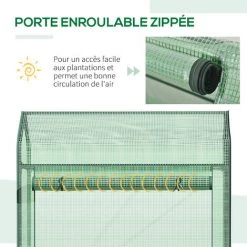 Outsunny Serre De Jardin Serre à Tomates Anti-UV Dim. 100L X 51l X 170H Cm Porte Zipée Déroulante Métal Thermolaqué PE Vert - Vert -Outsunny Soldes Magasin 51254807 5