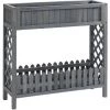 Outsunny Jardinière Sur Pied Potager Avec étagère Barrière - Pans Latéraux Treillis - Dim. 90L X 30l X 90H Cm - Bois Sapin Gris - Gris -Outsunny Soldes Magasin 51254811 1