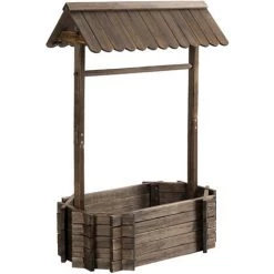 Outsunny Jardinière Design Puit De Jardin Avec Toit - Carré Potager Dim. 93L X 55l X 137H Cm - Bois Sapin Traité Carbonisation