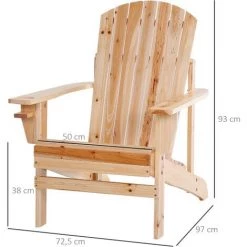 Outsunny Fauteuil De Jardin Adirondack Grand Confort Porte-gobelet Intégré Bois De Sapin Traité -Outsunny Soldes Magasin 51254823 3