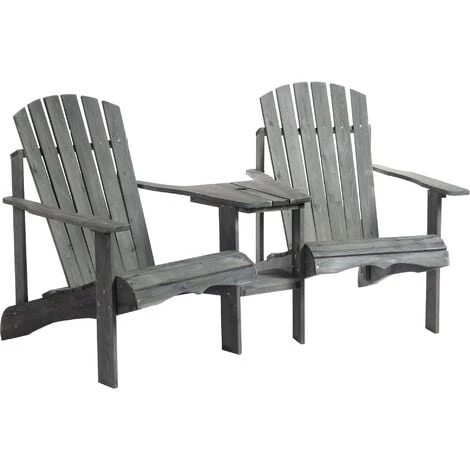 Outsunny Fauteuils De Jardin Adirondack Avec Table Basse, Espace Insertion Parasol, étagère Bois Sapin Pré-huilé Peint Gris 3 Outsunny Fauteuils De Jardin Adirondack Avec Table Basse, Espace Insertion Parasol, étagère Bois Sapin Pré-huilé Peint Gris