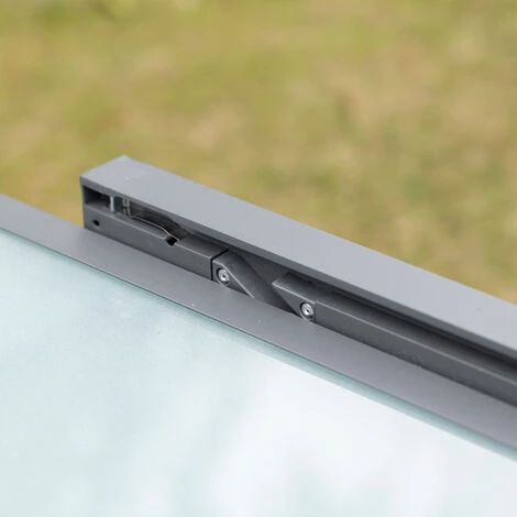 Outsunny Table Extensible De Jardin Grande Taille Dim. Dépliées 270L X 90l X 73H Cm Piètement Châssis Alu. Plateau Verre Trempé Dépoli - Gris 7 Outsunny Table Extensible De Jardin Grande Taille Dim. Dépliées 270L X 90l X 73H Cm Piètement Châssis Alu. Plateau Verre Trempé Dépoli - Gris – Image 5