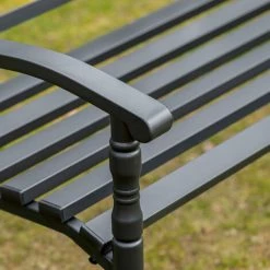 Outsunny Banc De Jardin 2 Places Style Fer Forgé Dim. 128L X 62.5l X 81.5H Cm Piètement Avant Effilé Accoudoirs Courbés Métal Thermolaqué Anticorrosion Noir -Outsunny Soldes Magasin 51254830 5