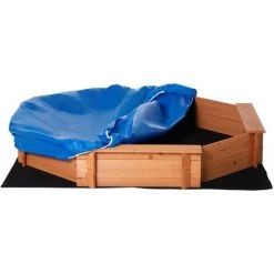 Outsunny Bac à Sable Bois Octogonal Dim. 139,5L X 139,5l X 21,5H Cm - 4 Bancs - Bâche De Couverture, Non Tissé De Sol Inclus - Bois Sapin Pré-huilé