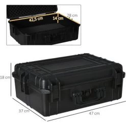 Outsunny Valise Antichoc - Mallette D'extérieur Appareil Photo - Mousse Prédécoupée - étui Rigide étanche Appareil Photo - PP Noir -Outsunny Soldes Magasin 52444459 3