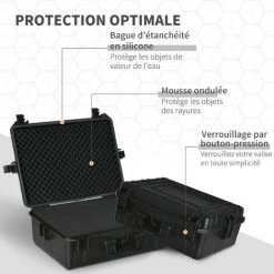 Outsunny Valise Antichoc - Mallette D'extérieur Appareil Photo - Mousse Prédécoupée - étui Rigide étanche Appareil Photo - PP Noir -Outsunny Soldes Magasin 52444459 5