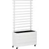Outsunny Jardinière Avec Treillis - Bac à Fleurs - Jardinière Sur Roulettes - Dim. 76L X 30l X 155H Cm - Inserts D'irrigation Et Géotextile Inclus - Bois Sapin Traité Peint Blanc -Outsunny Soldes Magasin 52444468 1