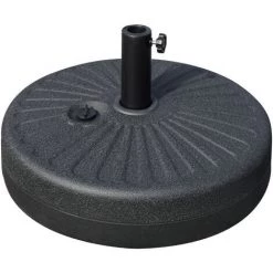 Outsunny Pied De Parasol Rond Base De Lestage Parasol Ø 51 X 28H Cm HDPE Motif Rosace Surface Texturée Noir - Noir