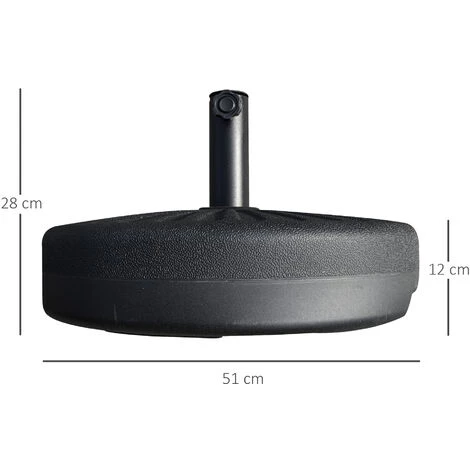 Outsunny Pied De Parasol Rond Base De Lestage Parasol Ø 51 X 28H Cm HDPE Motif Rosace Surface Texturée Noir - Noir 5 Outsunny Pied De Parasol Rond Base De Lestage Parasol Ø 51 X 28H Cm HDPE Motif Rosace Surface Texturée Noir - Noir – Image 3