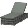 Outsunny Bain De Soleil Transat Grand Confort Matelas Déperlant Déhoussable Inclinaison Réglable Multi-positions Résine Tressée Gris -Outsunny Soldes Magasin 52444488 1