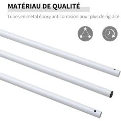 Outsunny Mât De Fixation Pour Voile D'ombrage - Poteau Pour Voile D'ombrage - Démontable 3 Parties - Hauteur Réglable, Accessoires Fournis - Ø 2,5 Cm X 3H M - Métal Blanc -Outsunny Soldes Magasin 52476512 4
