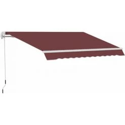 Outsunny Store Banne Manuel Rétractable Aluminium Polyester Imperméabilisé 3,5L X 2,5l M Bordeaux - Rouge