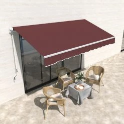 Outsunny Store Banne Manuel Rétractable Aluminium Polyester Imperméabilisé 3,5L X 2,5l M Bordeaux - Rouge -Outsunny Soldes Magasin 52476534 4