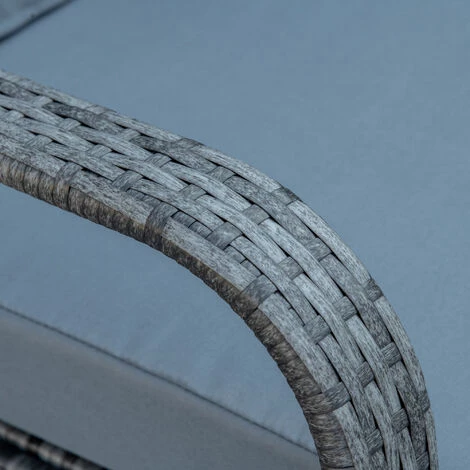 Outsunny Ensemble 2 Fauteuils De Jardin Table Basse Plateau Verre Trempé Résine Tressée Imitation Rotin Coussins Et Housse Protection Inclus Gris 7 Outsunny Ensemble 2 Fauteuils De Jardin Table Basse Plateau Verre Trempé Résine Tressée Imitation Rotin Coussins Et Housse Protection Inclus Gris â Image 5