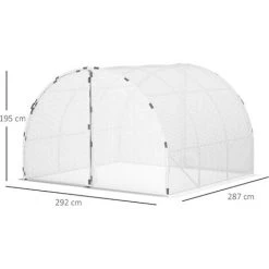 Outsunny Serre De Jardin Tunnel Surface Sol 8,38 M² Châssis Tubulaire Renforcé 24 Mm Double Porte Avec Poignées Blanc -Outsunny Soldes Magasin 52476555 3