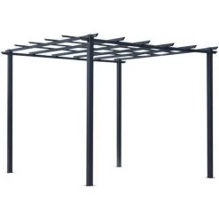 Outsunny Pergola Autoportante Style Contemporain - Toit Terrasse à Décorer - Dim. 3L X 3l X 2,3H M - Métal époxy Anticorrosion Noir