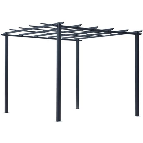 Outsunny Pergola Autoportante Style Contemporain - Toit Terrasse à Décorer - Dim. 3L X 3l X 2,3H M - Métal époxy Anticorrosion Noir 3 Outsunny Pergola Autoportante Style Contemporain - Toit Terrasse à Décorer - Dim. 3L X 3l X 2,3H M - Métal époxy Anticorrosion Noir