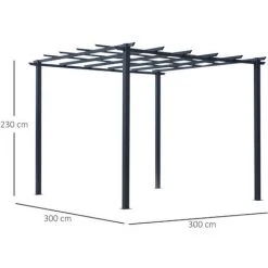 Outsunny Pergola Autoportante Style Contemporain - Toit Terrasse à Décorer - Dim. 3L X 3l X 2,3H M - Métal époxy Anticorrosion Noir 9 Outsunny Pergola Autoportante Style Contemporain - Toit Terrasse à Décorer - Dim. 3L X 3l X 2,3H M - Métal époxy Anticorrosion Noir -Outsunny Soldes Magasin 52476557 3