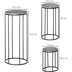 Outsunny Support Pots De Fleurs 3 Pièces - Lot De 3 étagères à Fleurs - Portes Plantes Empilables - Métal époxy Plateaux Aspect Marbre Gris -Outsunny Soldes Magasin 52476560 3