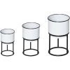 Outsunny Supports De Pots De Fleurs Design - Supports à Plantes - Lot De 3 Avec Pots De Fleurs - Métal époxy Noir Et Blanc -Outsunny Soldes Magasin 52476570 1