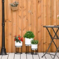 Outsunny Supports De Pots De Fleurs Design - Supports à Plantes - Lot De 3 Avec Pots De Fleurs - Métal époxy Noir Et Blanc 10 Outsunny Supports De Pots De Fleurs Design - Supports à Plantes - Lot De 3 Avec Pots De Fleurs - Métal époxy Noir Et Blanc -Outsunny Soldes Magasin 52476570 4