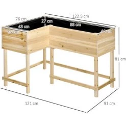 Outsunny Jardinière Sur Pieds Potager D'angle Dim. 121L X 91l X 81H Cm Inserts D'irrigation + Feutre De Drainage Inclus Bois Sapin Pré-huilé -Outsunny Soldes Magasin 52476575 3