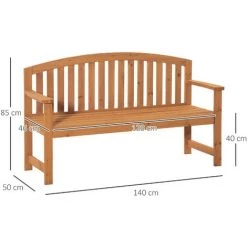 Outsunny Banc De Jardin 3 Places Dim. 140L X 50l X 85H Cm - Assise, Dossier Arrondi à Lattes - Charge Max. 320 Kg - Bois Sapin Pré-huilé -Outsunny Soldes Magasin 52476665 3