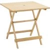 Outsunny Table De Jardin Camping Pliable Plateau à Lattes Dim. 70L X 70l X 70H Cm Espace Parasol Bois Sapin Pré-huilé