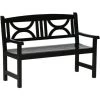 Outsunny Banc De Jardin 2 Places Style Colonial Dim. 123L X 61l X 89.5H Cm Assise à Lattes Dossier Ajouré Motif Tribal Bois Peuplier Noir