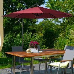 Outsunny Parasol Déporté Octogonal Inclinable Manivelle Pied Acier Ø 3 X 2,5H M Bordeaux -Outsunny Soldes Magasin 52476677 4
