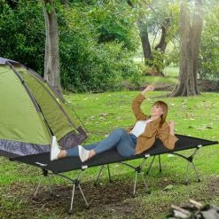 Outsunny Lit De Camp Lit D'appoint Pliable Dim. 190L X 65l Cm Hauteur Réglable 2 Niveaux H38/18 Cm Sac De Transport Inclus Alu. Oxford Noir - Noir -Outsunny Soldes Magasin 52476684 4