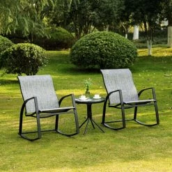 Outsunny Ensemble De Jardin 3 Pièces 2 Fauteuils à Bascule Table Basse Plateau Verre Trempé Acier époxy Textilène Gris 8 Outsunny Ensemble De Jardin 3 Pièces 2 Fauteuils à Bascule Table Basse Plateau Verre Trempé Acier époxy Textilène Gris -Outsunny Soldes Magasin 52976570 2