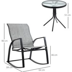 Outsunny Ensemble De Jardin 3 Pièces 2 Fauteuils à Bascule Table Basse Plateau Verre Trempé Acier époxy Textilène Gris 9 Outsunny Ensemble De Jardin 3 Pièces 2 Fauteuils à Bascule Table Basse Plateau Verre Trempé Acier époxy Textilène Gris -Outsunny Soldes Magasin 52976570 3