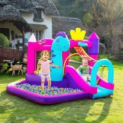 Outsunny Château Gonflable Enfant - Toboggan, Trampoline, Piscine, Panier - Gonfleur, Sac De Transport Inclus - Dim. 3L X 2,7l X 2H M - Oxford Multicolore - Rose 11 Outsunny Château Gonflable Enfant - Toboggan, Trampoline, Piscine, Panier - Gonfleur, Sac De Transport Inclus - Dim. 3L X 2,7l X 2H M - Oxford Multicolore - Rose -Outsunny Soldes Magasin 53451012 5