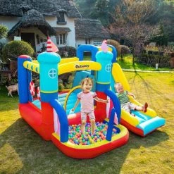 Outsunny Château Gonflable Enfant - Toboggan, Trampoline, Piscine, Mur D'escalade - Gonfleur, Sac De Transport Inclus - Dim. 2,65L X 2,6l X 2H M - Polyester Multicolore - Rouge -Outsunny Soldes Magasin 53451017 3