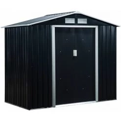 Outsunny Abri De Jardin - Remise Pour Outils - Cabanon Porte Verrouillable - Dim. 213L X 130l X 185H Cm - Tôle D'acier Gris