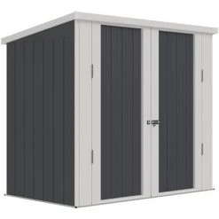 Outsunny Abri De Jardin - Remise Pour Outils - Cabanon Portes Verrouillables - Dim. 147L X 86l X 134H Cm - Tôle D'acier Gris Blanc