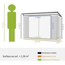 Outsunny Abri De Jardin - Remise Pour Outils - Cabanon Portes Verrouillables - Dim. 147L X 86l X 134H Cm - Tôle D'acier Gris Blanc -Outsunny Soldes Magasin 53451103 3