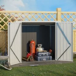 Outsunny Abri De Jardin - Remise Pour Outils - Cabanon Portes Verrouillables - Dim. 147L X 86l X 134H Cm - Tôle D'acier Gris Blanc -Outsunny Soldes Magasin 53451103 4