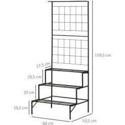Outsunny Support Pour Plantes Avec Treillis Et 3 étagères Escalier Intérieur Extérieur En Métal Dim. 60L X 53,5l X 159,5H Cm Noir 9 Outsunny Support Pour Plantes Avec Treillis Et 3 étagères Escalier Intérieur Extérieur En Métal Dim. 60L X 53,5l X 159,5H Cm Noir -Outsunny Soldes Magasin 53451125 3