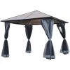 Outsunny Pavillon De Jardin Tonnelle Rigide Dim. 4L X 3l X 2,65H M 4 Parois Latérales Anti-UV Gris 4 Moustiquaires Zippées Alu. Métal Polycarbonate Noir Brun -Outsunny Soldes Magasin 53451149 1
