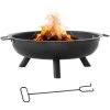 Outsunny Brasero Boule De Feu Cheminée Foyer Extérieur Dim. 79L X 69l X 25,5H Cm 2 Poignées Tisonnier Acier Noir - Noir -Outsunny Soldes Magasin 53591949 1