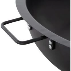 Outsunny Brasero Boule De Feu Cheminée Foyer Extérieur Dim. 79L X 69l X 25,5H Cm 2 Poignées Tisonnier Acier Noir - Noir -Outsunny Soldes Magasin 53591949 5