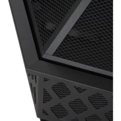 Outsunny Brasero Cheminée Foyer Extérieur Hexagonal En Acier Pare-étincelles Avec Tisonnier Dim. 70L X 70l X 58H Cm - Noir - Noir -Outsunny Soldes Magasin 53591951 4