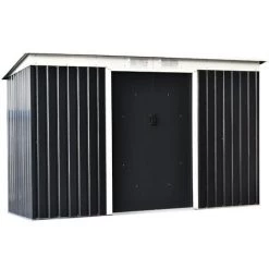 Outsunny Abri De Jardin - Remise Pour Outils - Cabanon Portes Verrouillables - Dim. 2,8L X 1,3l X 1,72H M - Tôle D'acier Gris Noir