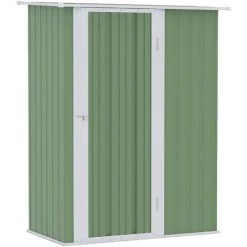 Outsunny Abri De Jardin - Remise Pour Outils - Cabanon Porte Verrouillable - Dim. 142L X 84l X 189H Cm - Tôle D'acier Vert Blanc