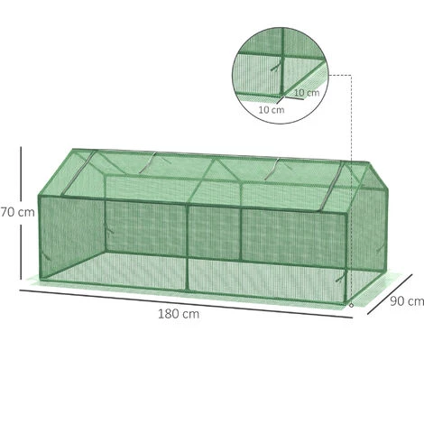 Outsunny Mini Serre De Jardin Serre à Tomates 1,8L X 0,9l X 0,7H M Métal Thermolaqué PE Haute Densité Fenêtre Moustiquaire Intégrées Vert - Vert 5 Outsunny Mini Serre De Jardin Serre à Tomates 1,8L X 0,9l X 0,7H M Métal Thermolaqué PE Haute Densité Fenêtre Moustiquaire Intégrées Vert - Vert – Image 3